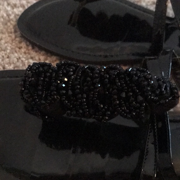 Gianni Bini Embellished Black Patent Leather Sandals - Picture 8 of 8